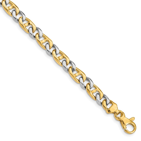 7" 14K Two-tone Gold 5.6mm Hand-Polished Fancy Link Bracelet