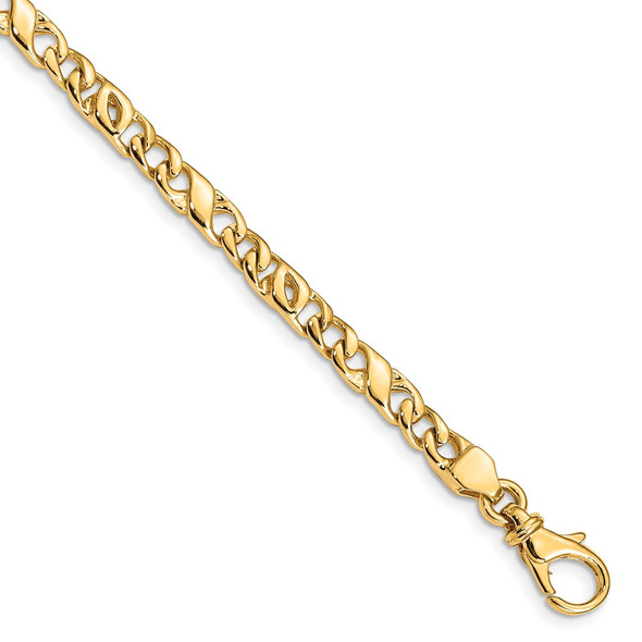 7" 14k Yellow Gold 4.8mm Polished Fancy Link Chain Bracelet