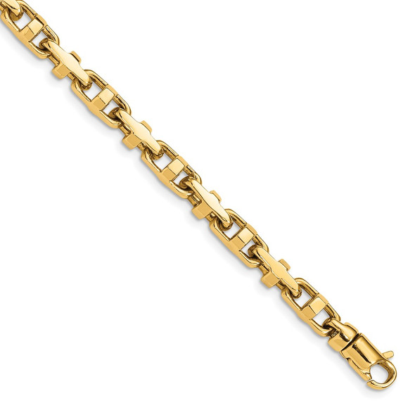 8.75" 14k Yellow Gold 5mm Hand-polished Fancy Link Bracelet