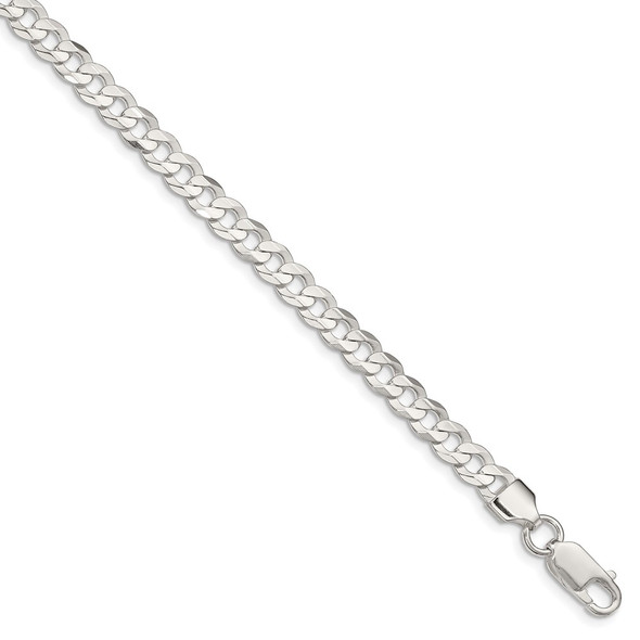 18" Sterling Silver 5.65mm Concave Beveled Curb Chain Necklace