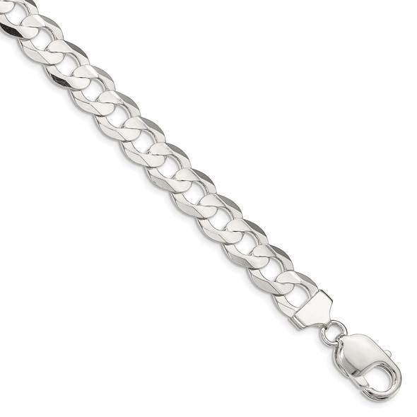22" Sterling Silver 9.75mm Concave Beveled Curb Chain Necklace