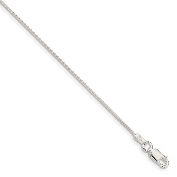 16" Sterling Silver .95mm Diamond-cut Round Spiga Chain Necklace