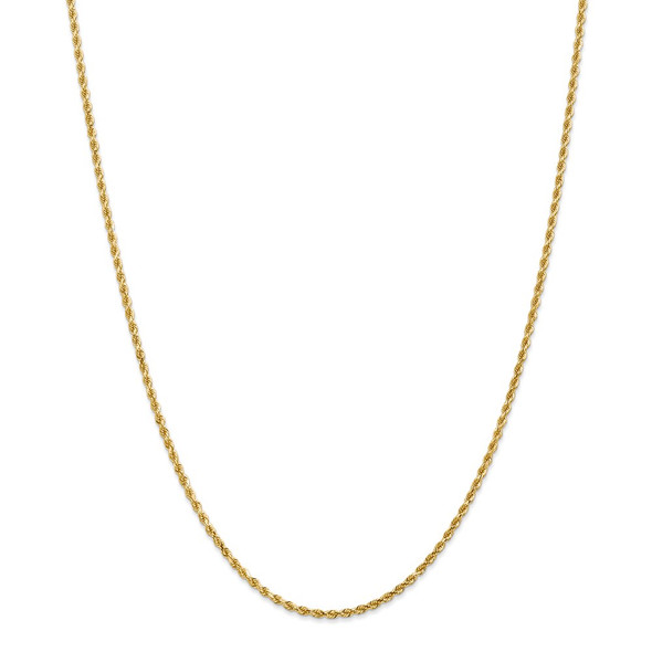 26" 14k Yellow Gold 2mm Diamond-cut Rope with Lobster Clasp Chain Necklace