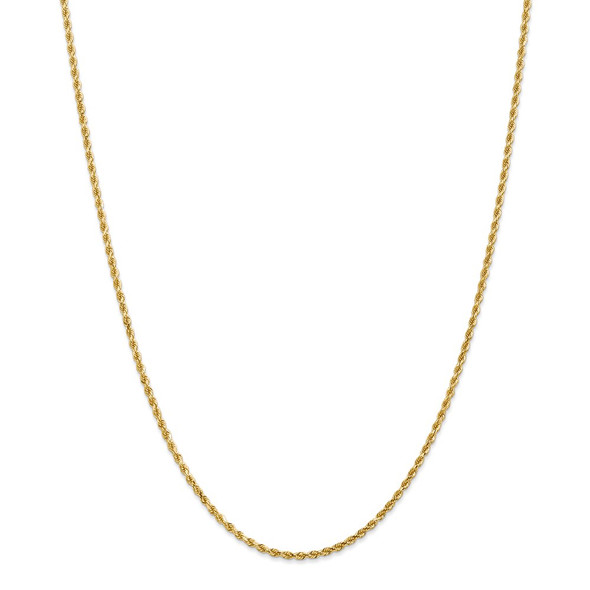 28" 14k Yellow Gold 2mm Diamond-cut Rope with Lobster Clasp Chain Necklace