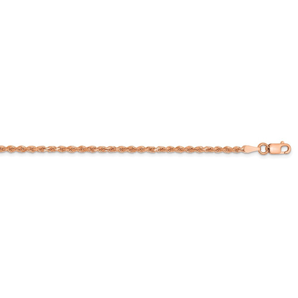 10" 14k Rose Gold 2mm Diamond-cut Rope Chain Anklet