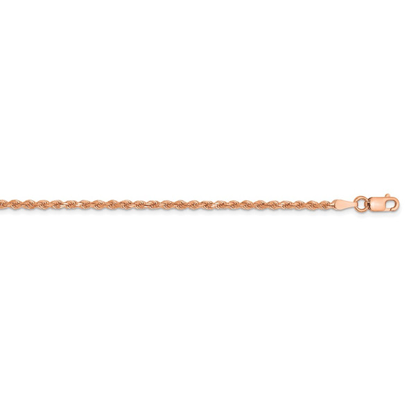 18" 14k Rose Gold 2mm Diamond-cut Rope with Lobster Clasp Chain Necklace
