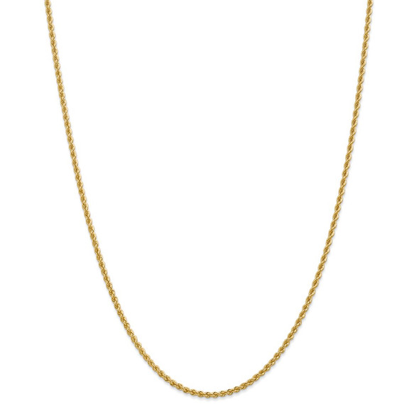 36" 14k Yellow Gold 2.25mm Regular Rope Chain Necklace