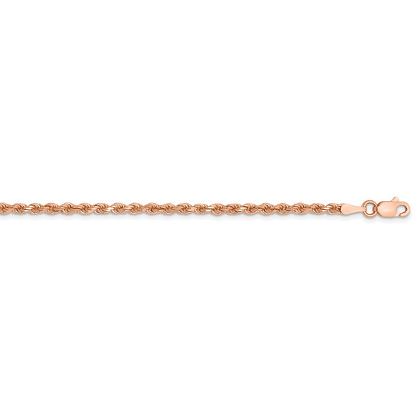 30" 14k Rose Gold 2.25mm Diamond-cut Rope with Lobster Clasp Chain Necklace
