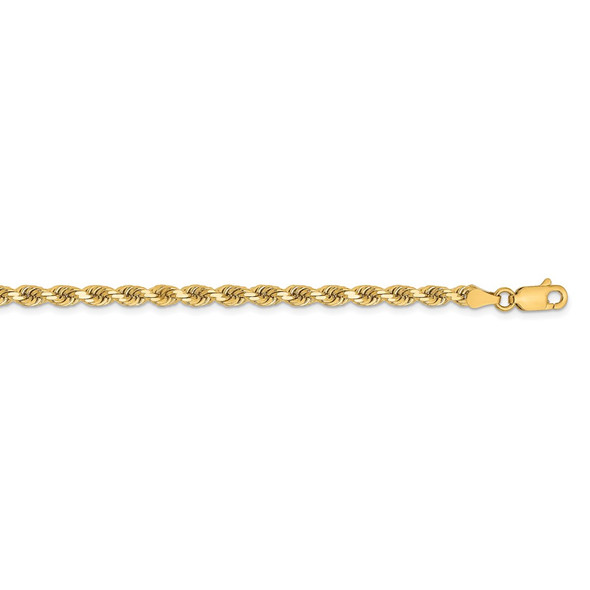 22" 14k Yellow Gold 3.25mm Diamond-cut Rope with Lobster Clasp Chain Necklace