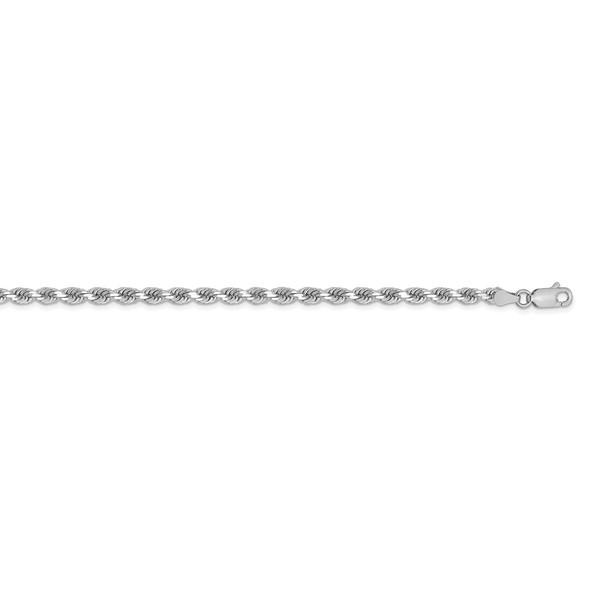 16" 14k White Gold 3.25mm Diamond-cut Rope with Lobster Clasp Chain Necklace