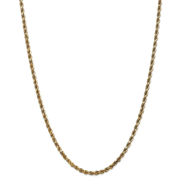 26" 14k Yellow Gold 3.5mm Diamond-cut Rope with Lobster Clasp Chain Necklace