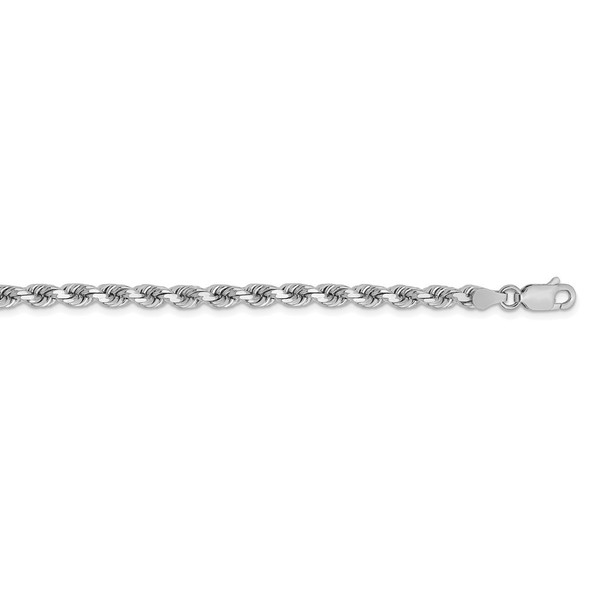 20" 14k White Gold 3.75mm Diamond-cut Rope with Lobster Clasp Chain Necklace
