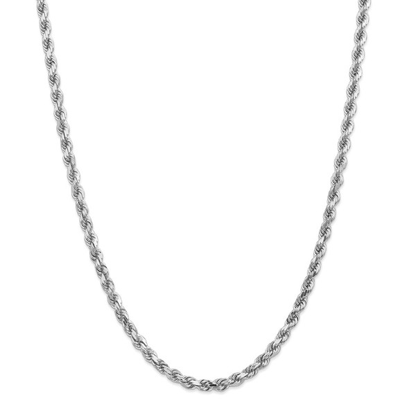 28" 14k White Gold 4.5mm Diamond-cut Rope with Lobster Clasp Chain Necklace