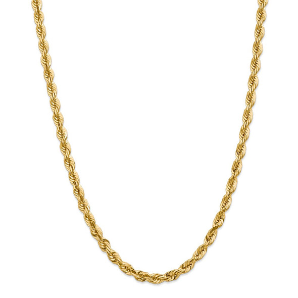 28" 14k Yellow Gold 5.5mm Diamond-cut Rope with Lobster Clasp Chain Necklace