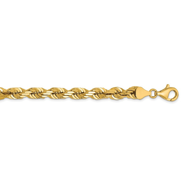 26" 14k Yellow Gold 6.5mm Diamond-cut Rope w/ Fancy Lobster Clasp Chain Necklace