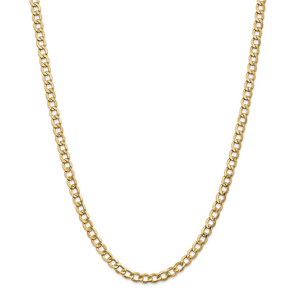 26" 14k Yellow Gold 5.25mm Semi-Solid Curb Chain Necklace