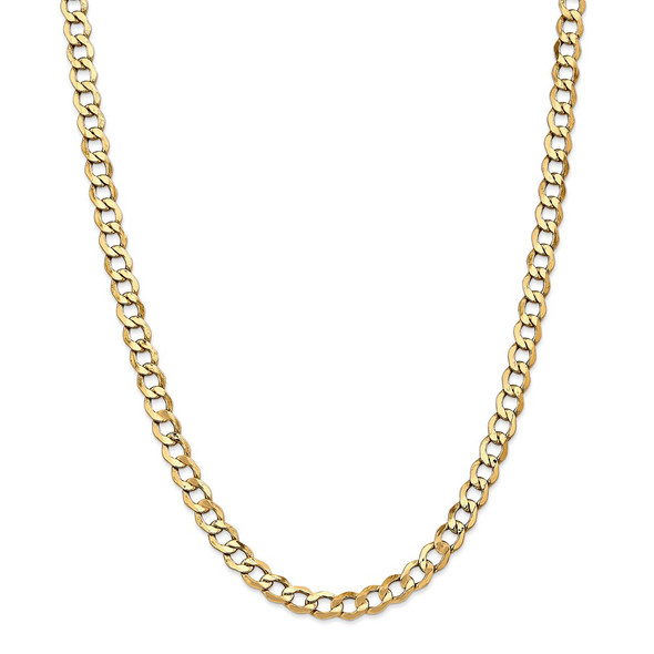 22" 14k Yellow Gold 6.5mm Semi-Solid Curb Chain Necklace