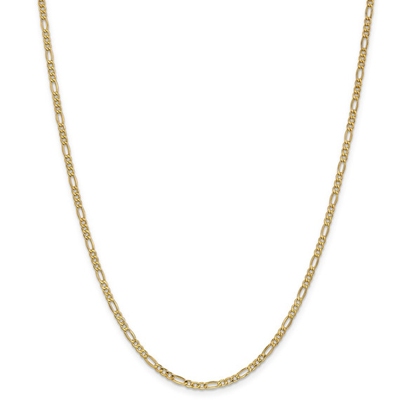 30" 14k Yellow Gold 2.5mm Semi-Solid Figaro Chain Necklace