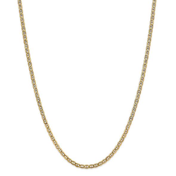 22" 14k Yellow Gold 3.2mm Semi-Solid Anchor Chain Necklace