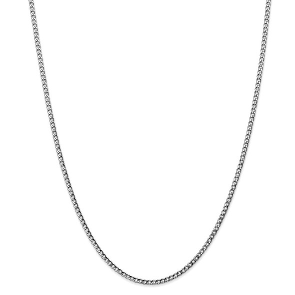 22" 14k White Gold 2.5mm Semi-Solid Curb Chain Necklace