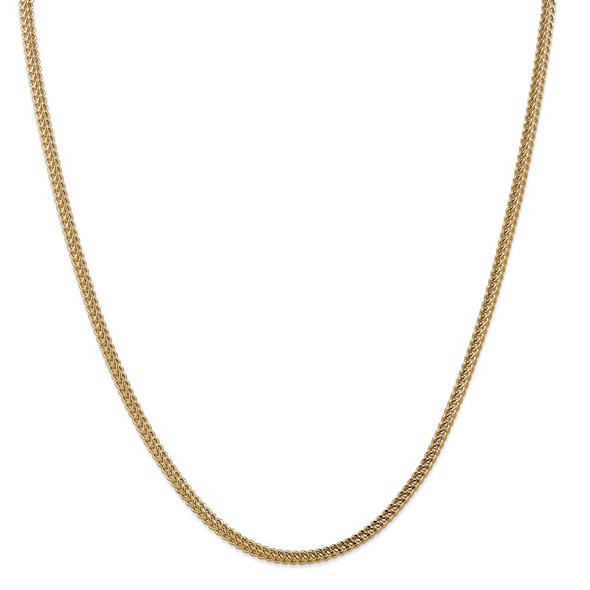 26" 14k Yellow Gold 3mm Semi-Solid Franco Chain Necklace