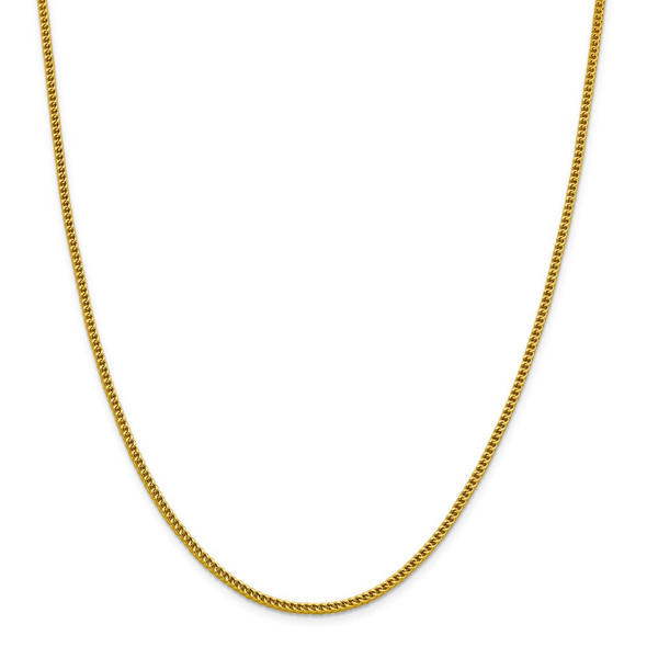 26" 14k Yellow Gold 2.2mm Semi-Solid Franco Chain Necklace