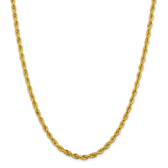 26" 14k Yellow Gold 4.25mm Semi-Solid Rope Chain Necklace