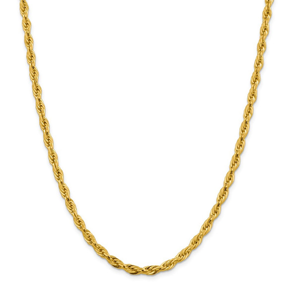 26" 14k Yellow Gold 4.75mm Semi-Solid Rope Chain Necklace