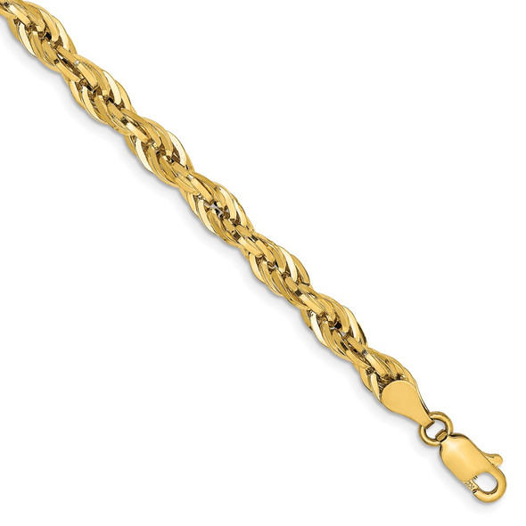 7" 14k Yellow Goldy 4.75mm Semi-Solid Rope Chain Bracelet