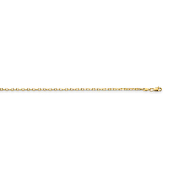 18" 14k Yellow Gold 3mm Semi-solid Diamond-cut Open Link Cable Chain Necklace