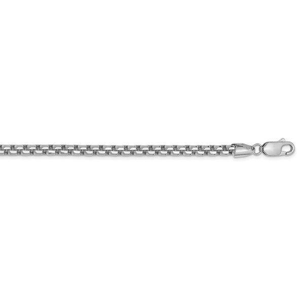 22" 14k White Gold 3.6mm Semi-Solid Round Box Chain Necklace