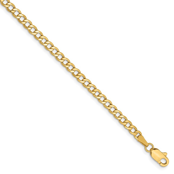 8" 14k Yellow Gold 2.85mm Semi-Solid Curb Chain Bracelet