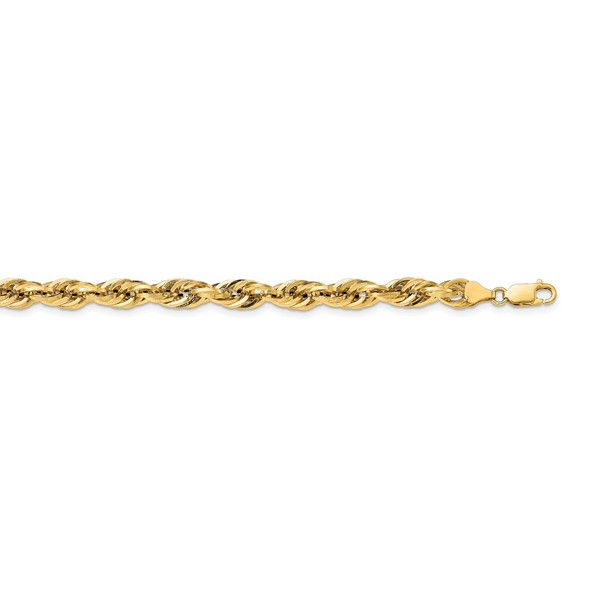 26" 14k Yellow Gold 7.0mm Semi-Solid Rope Chain Necklace