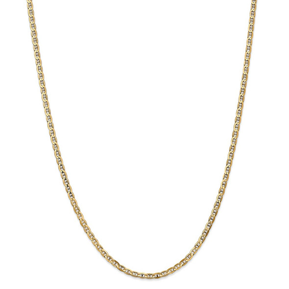 26" 14k Yellow Gold 3mm Concave Anchor Chain Necklace