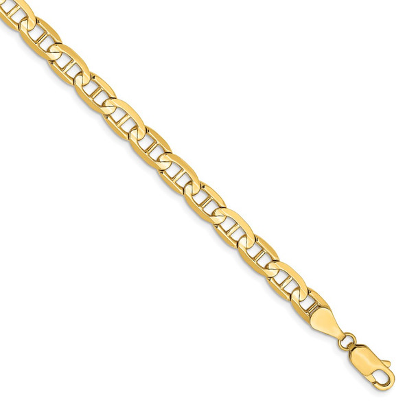 7" 14k White Gold 5.25mm Concave Anchor Chain Bracelet