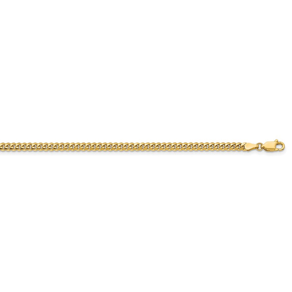 24" 14k Yellow Gold 3.5mm Solid Miami Cuban Chain Necklace