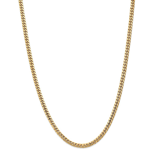 26" 14k Yellow Gold 4.3mm Solid Miami Cuban Chain Necklace