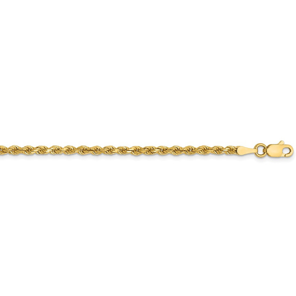 22" 14k Yellow Gold 2.5mm Semi-solid Diamond-cut Rope Chain Necklace