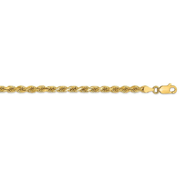 20" 14k Yellow Gold 3.5mm Semi-solid Diamond-cut Rope Chain Necklace