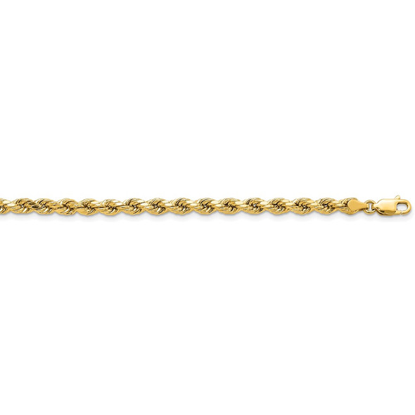 18" 14k Yellow Gold 4mm Semi-solid Diamond-cut Rope Chain Necklace