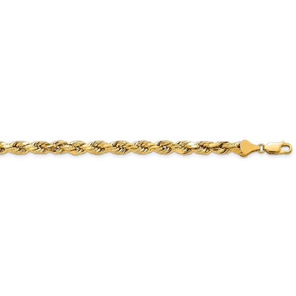 20" 14k Yellow Gold 5.5mm Semi-solid Diamond-cut Rope Chain Necklace