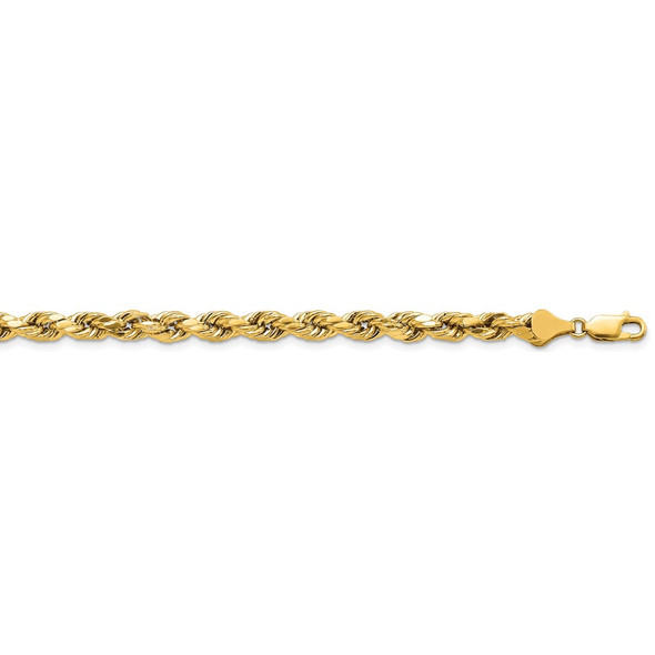 22" 14k Yellow Gold 5.5mm Semi-solid Diamond-cut Rope Chain Necklace