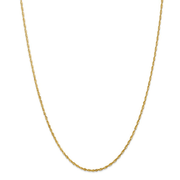 22" 14k Yellow Gold 2.0mm Extra-Light Diamond-cut Rope Chain Necklace