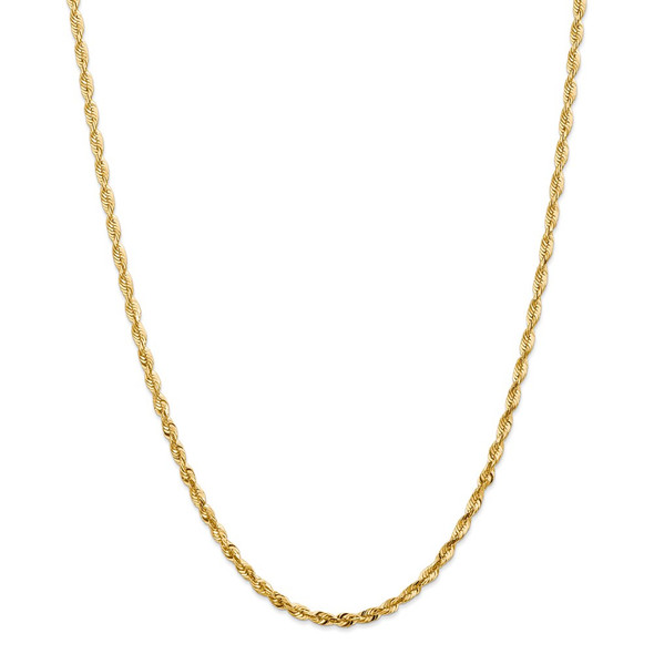 22" 14k Yellow Gold 4mm Extra-Light Diamond-cut Rope Chain Necklace