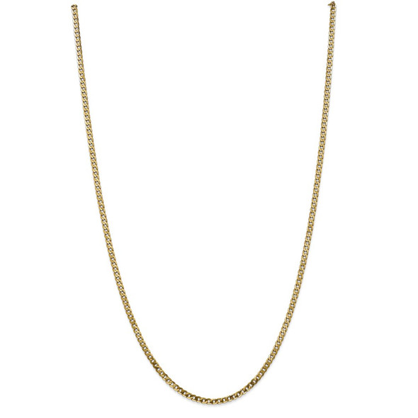 30" 14k Yellow Gold 2.9mm Flat Beveled Curb Chain Necklace