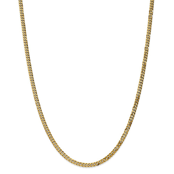 30" 14k Yellow Gold 3.9mm Flat Beveled Curb Chain Necklace