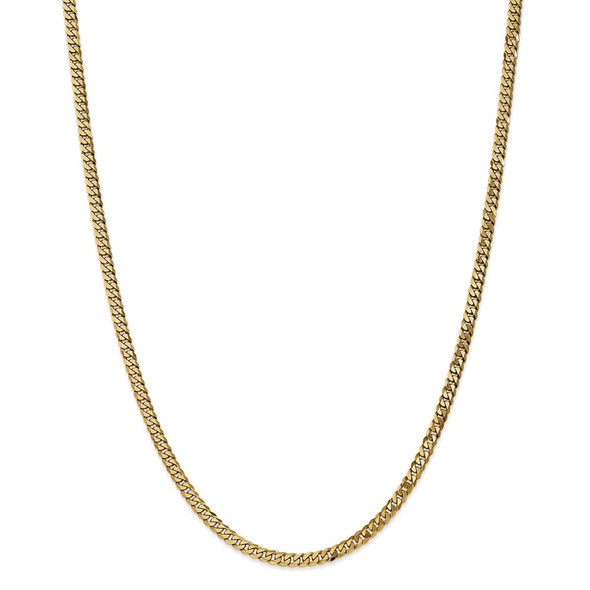 26" 14k Yellow Gold 3.9mm Flat Beveled Curb Chain Necklace