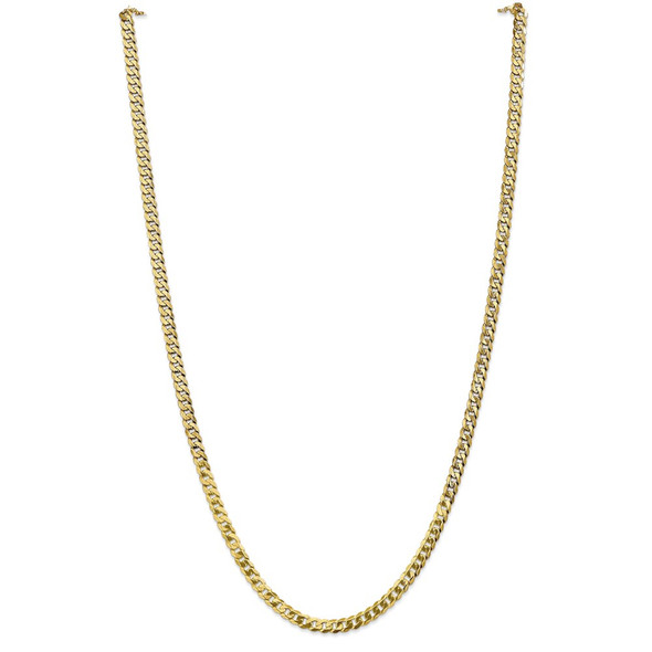 30" 14k Yellow Gold 4.75mm Flat Beveled Curb Chain Necklace
