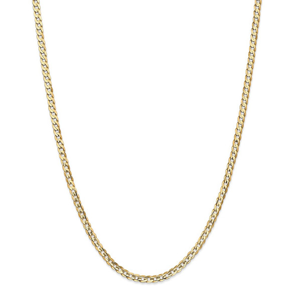 28" 14k Yellow Gold 3.8mm Open Concave Curb Chain Necklace