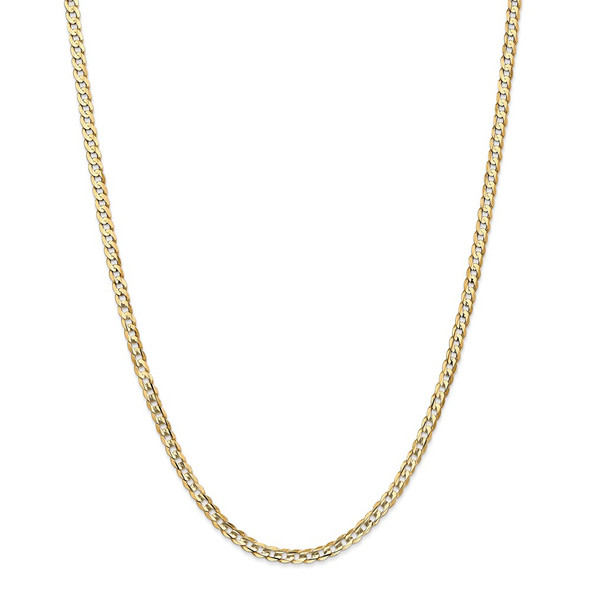 26" 14k Yellow Gold 3.8mm Open Concave Curb Chain Necklace